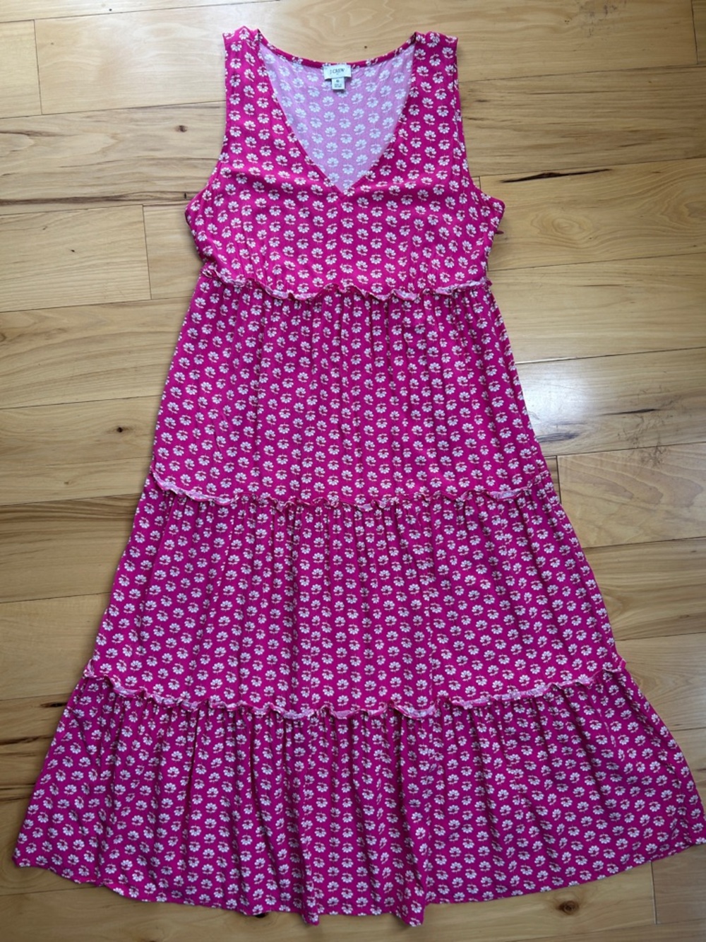 J. Crew Pink and White Floral Tiered Maxi w/Pockets Dress | Size 6